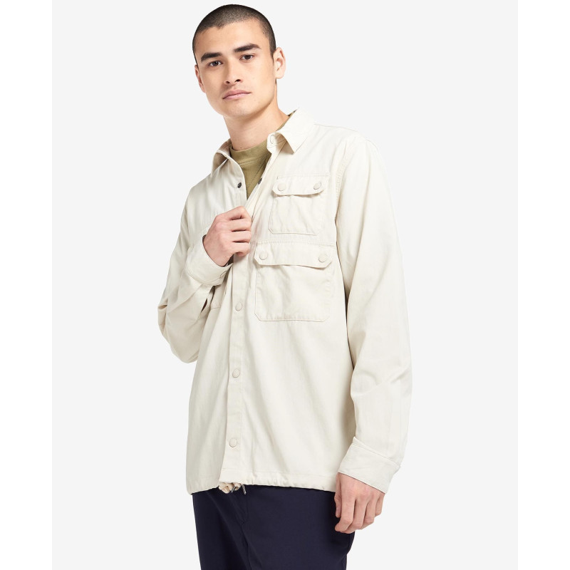 Barbour Leo Overshirt Stone White | Surchemise Homme Utilitaire