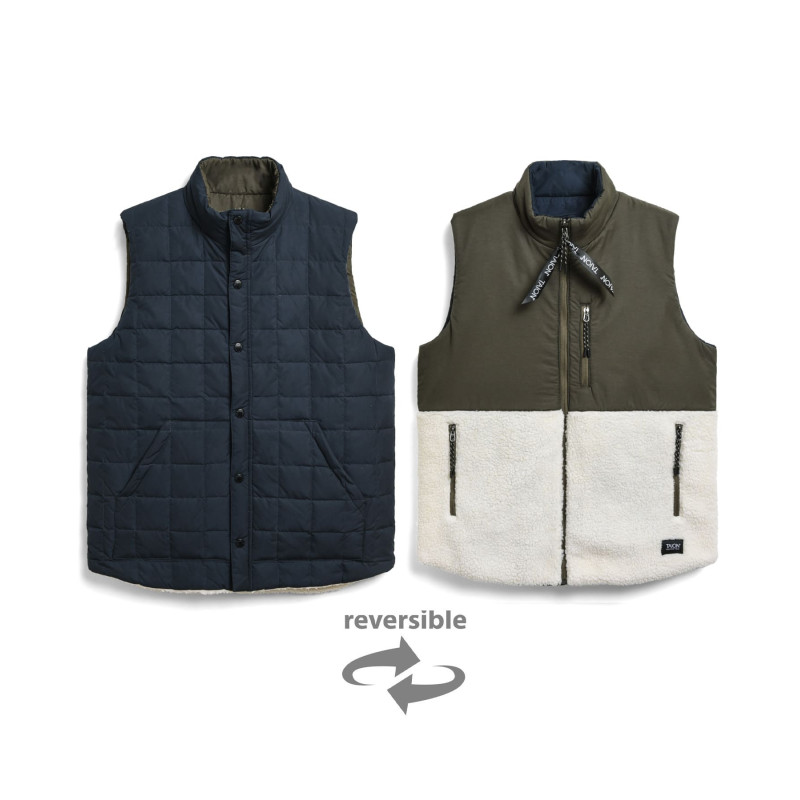 TAION R002CMT REVERSIBLE DOWN VEST DARK NAVY OLIVE IVORY