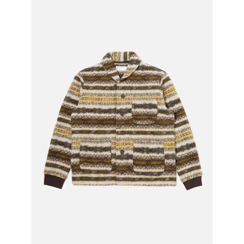 UNIVERSAL WORKS NEW YORK CARDIGAN FAIRISLE MERINO WOOL