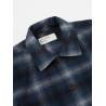 UNIVERSAL WORKS EASY OVER JACKET NAVY CHECK MIX FLANNEL RECYCLED WOOL