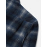 UNIVERSAL WORKS EASY OVER JACKET NAVY CHECK MIX FLANNEL RECYCLED WOOL