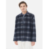 UNIVERSAL WORKS EASY OVER JACKET NAVY CHECK MIX FLANNEL RECYCLED WOOL
