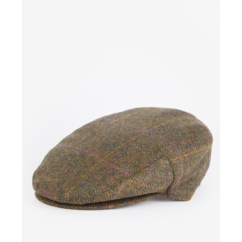 BARBOUR CAIRN FLAT CAP OLIVE PURPLE RED