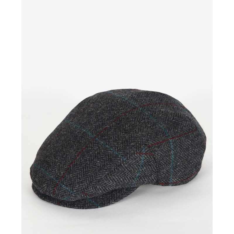 BARBOUR CAIRN FLAT CAP CHARCOAL RED BLUE