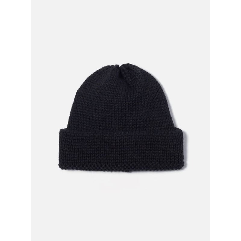 UNIVERSAL WORKS SHORT WATCH CAP BRITISH WOOL BLACK