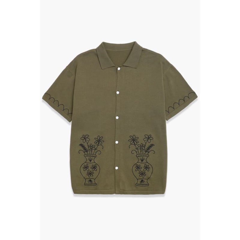 SERVICE WORKS KNITTED VASE SHIRT OLIVE