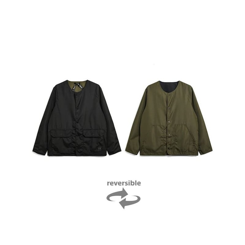 TAION 104 BND MILITARY RVS CREWNECK CARDIGAN BLACK