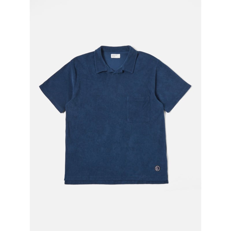 UNIVERSAL WORKS VACATION POLO LIGHT WEIGHT TERRY NAVY