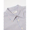 UNIVERSAL WORKS SQUARE POCKET SHIRT BUSY STRIPE COTTON BLUE ORANGE STRIPE