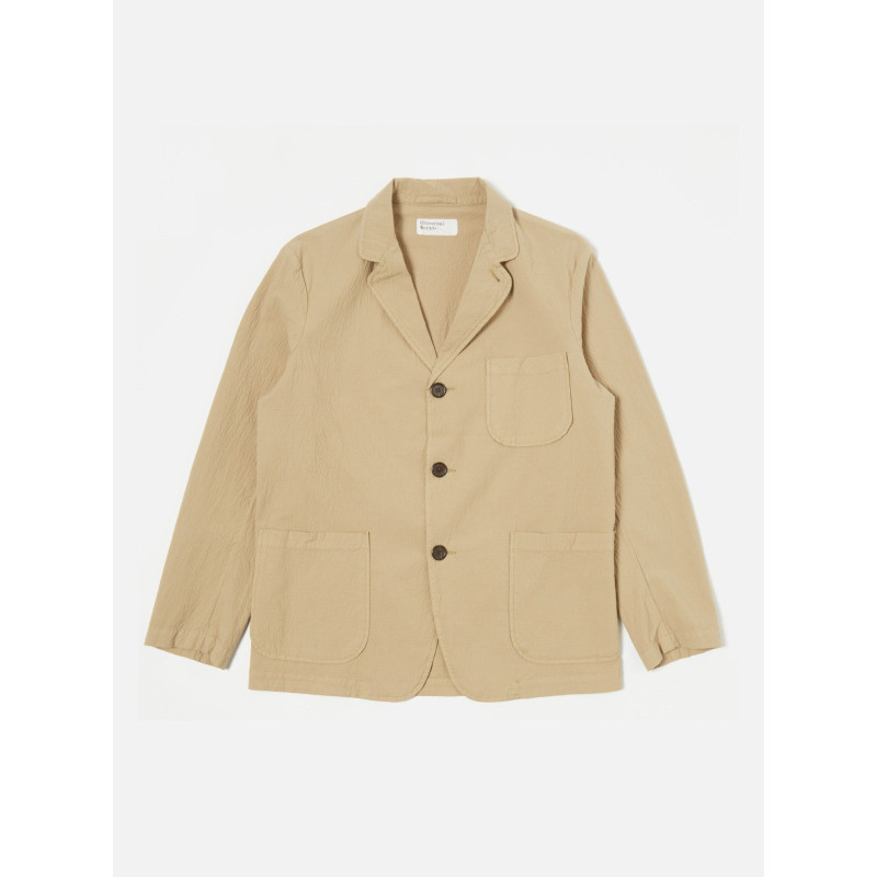 UNIVERSAL WORKS THREE BUTTON JACKET SEERSUCKER SUMMER OAK