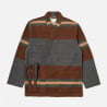 UNIVERSAL WORKS KYOTO JACKET BLANKET WOOL MIX CHARCOAL STRIPE