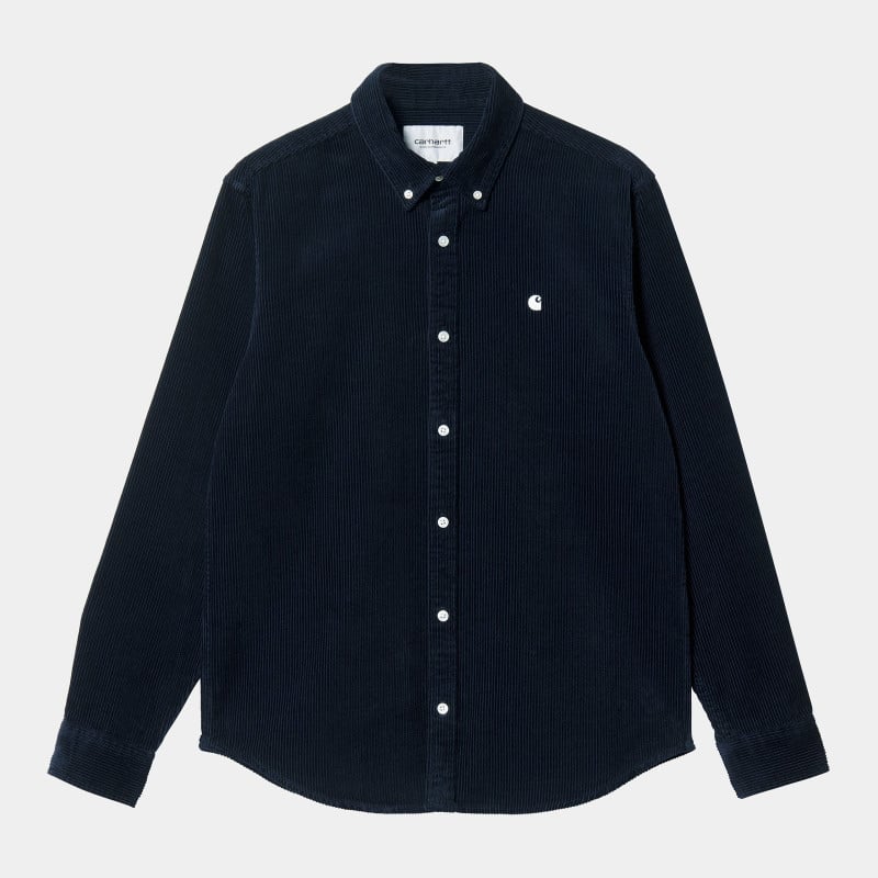 CARHARTT MADISON CORD SHIRT DARK NAVY WHITE
