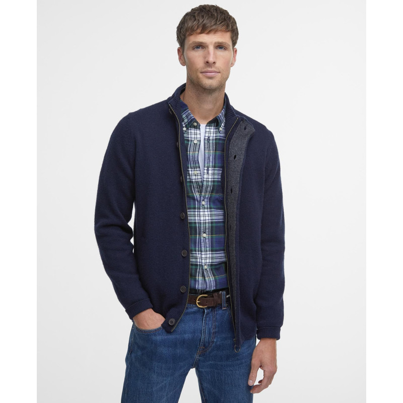 BARBOUR ESSENTIAL PATCH ZIP THROUGH KNITTED JUMP NAVY