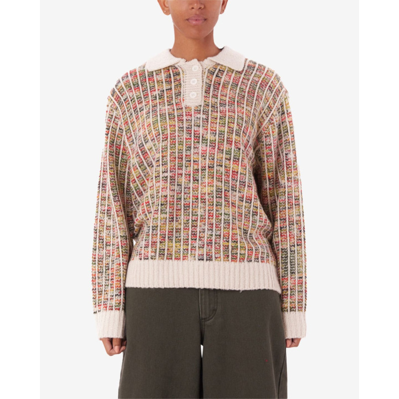 OBEY DELPHINE POLO SWEATER BRIGHT MULTI