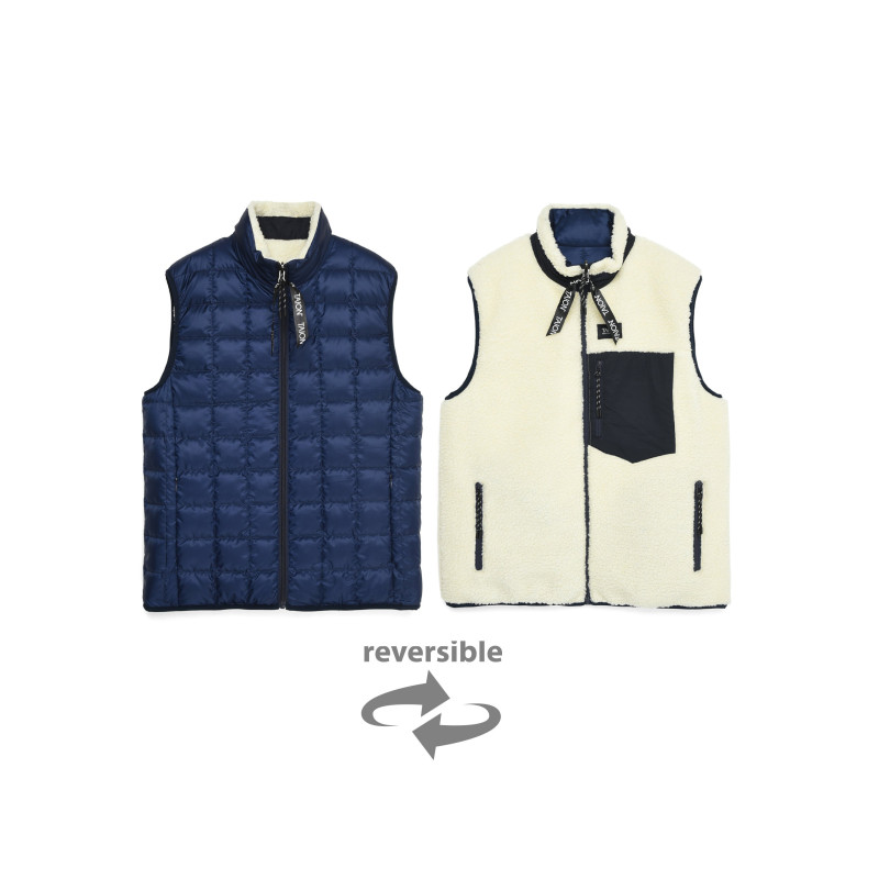 TAION-R002MB BOA REVERSIBLE DOWN VEST NAVY IVORY