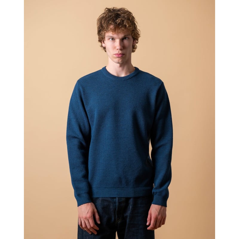 NITTO KNITWEAR YOURI COL ROND BLEU JEAN