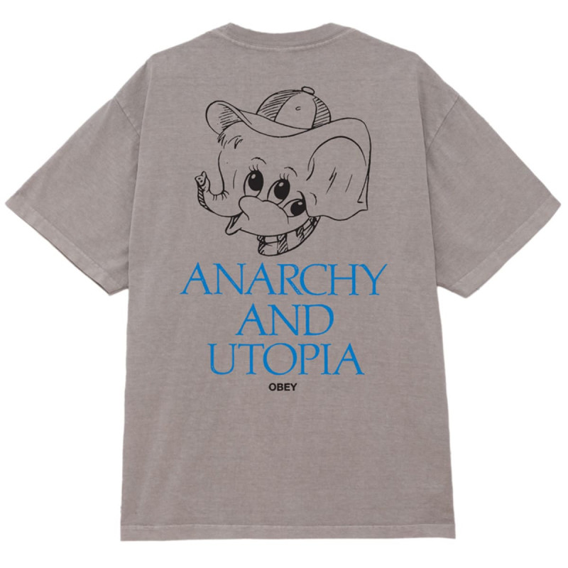 OBEY ANARCHY & UTOPIA TEE PIGMENT SILVER GREY