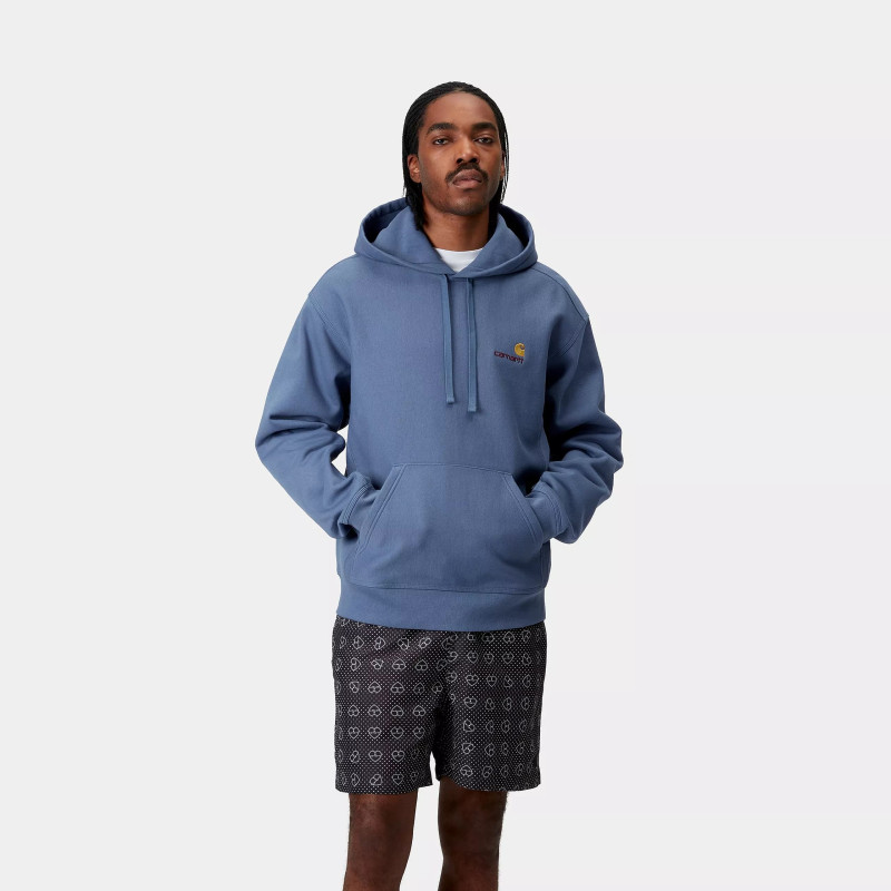 CARHARTT HOODED AMERICAN SCRIPT SWEAT BLUE IRIS