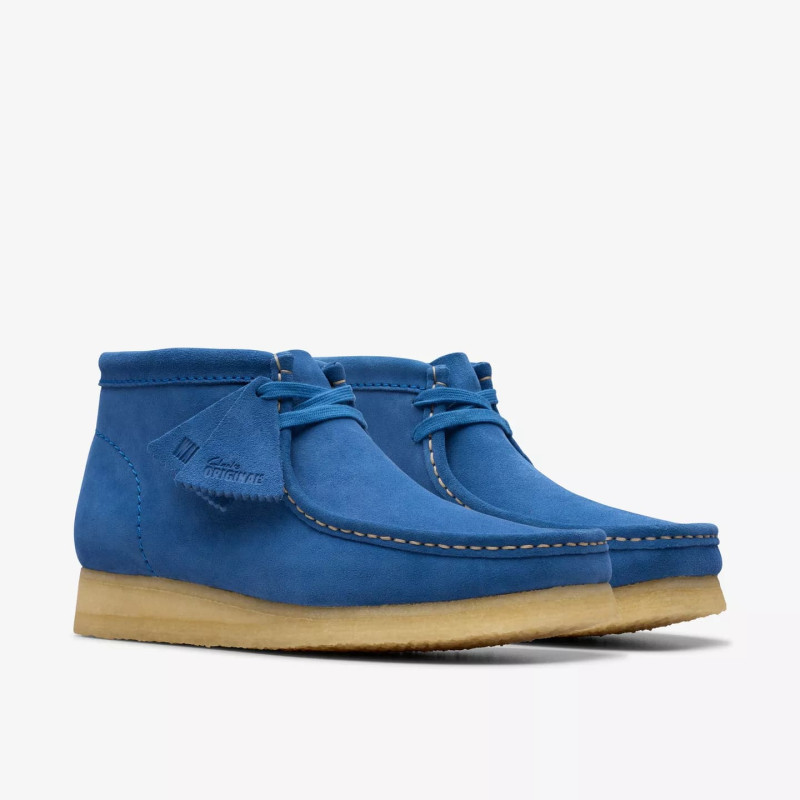 CLARKS WALLABEE BOOT BLUE SUEDE