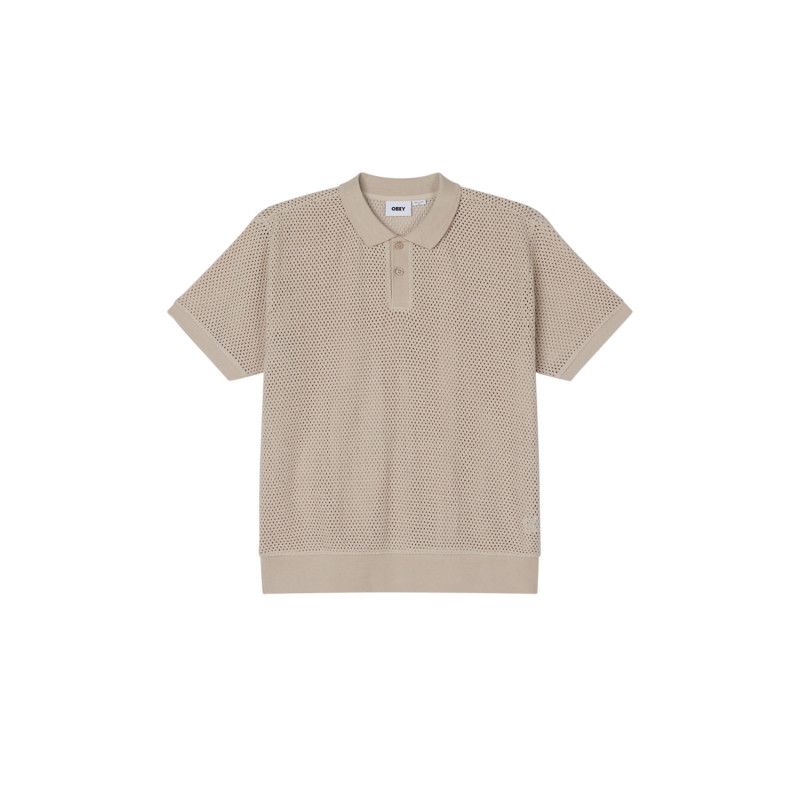OBEY SARATOGA MESH POLO SS SILVER GREY