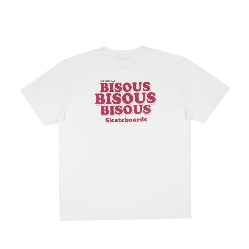 BISOUS SKATEBOARD GREASE TEE ORIGINAL WHITE PINK