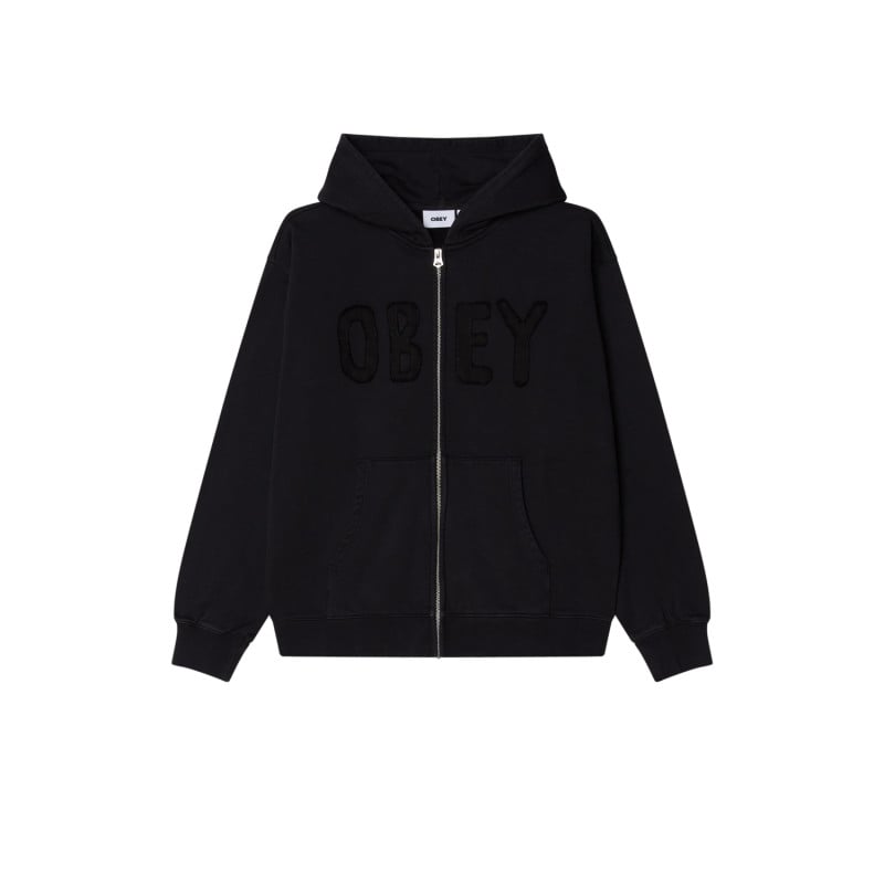 OBEY HYBRID FADED ZIP HOOD DIGITAL BLACK