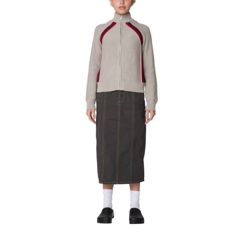 OBEY LIZZIE ZIP MOCK NECK OATMEAL HEATHER