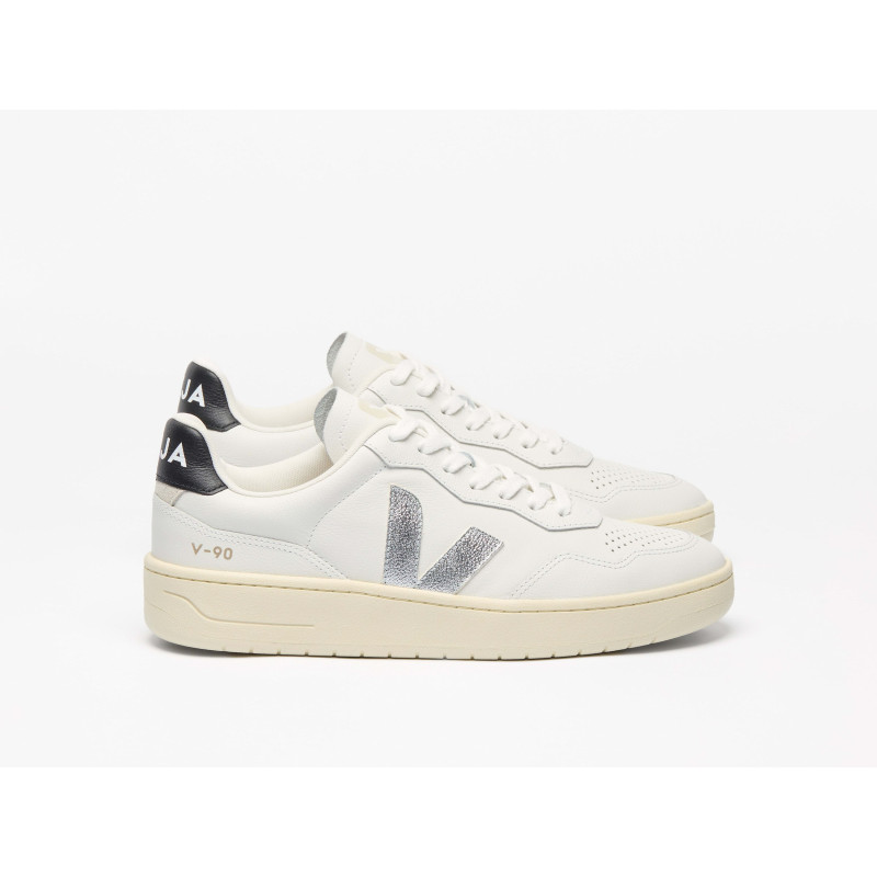 VEJA V-90 LEATHER WHITE SILVER BLACK