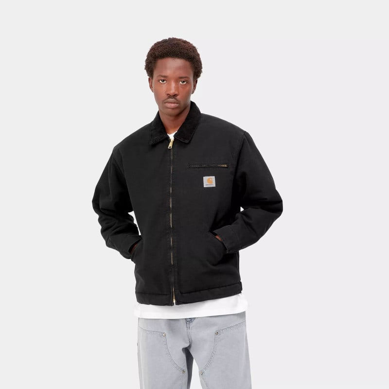 CARHARTT OG DETROIT JACKET BLACK BLACK STONE CANVAS