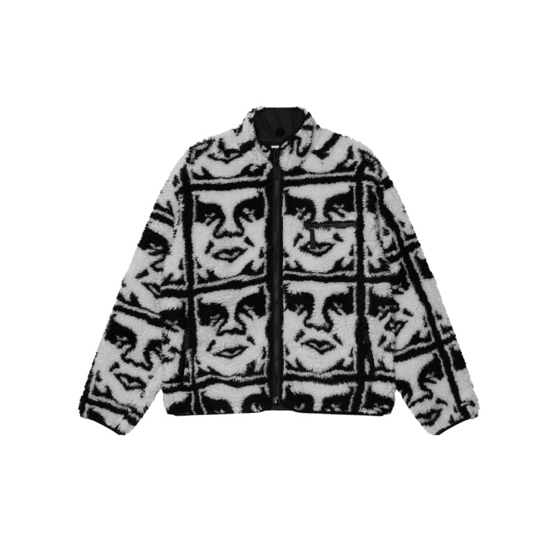 OBEY REPEATED SHERPA JACKET BLACK MULTI