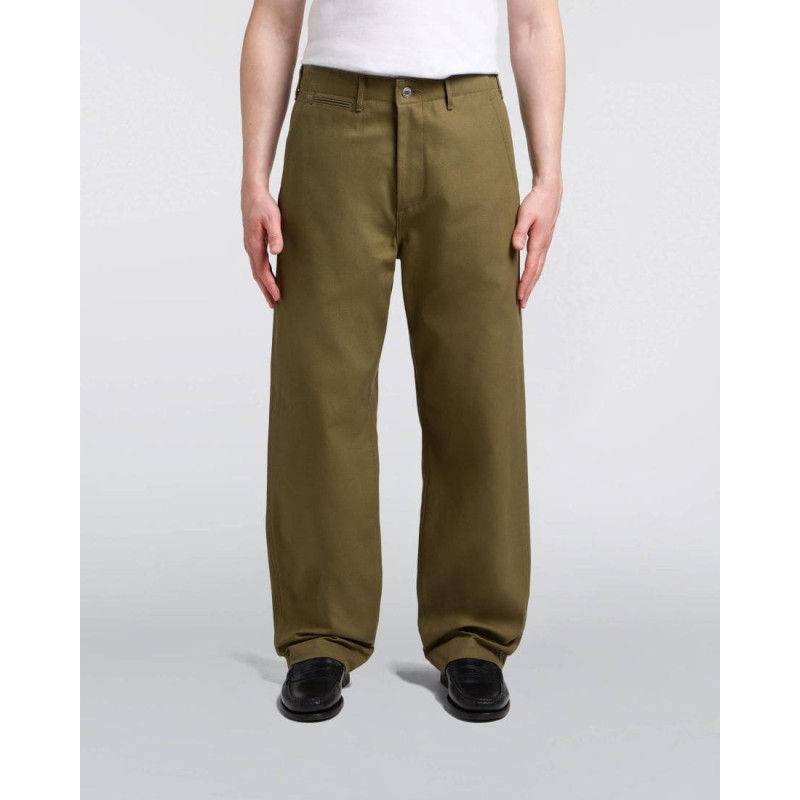 EDWIN WIDE TROUSERS COMPACT YARN LEFT HAND TWILL OLIVE