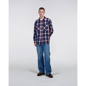 EDWIN WORK SHIRT NAVY RED