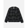UNIVERSAL WORKS MOH CHECK FLEECE CARDIGAN GREY