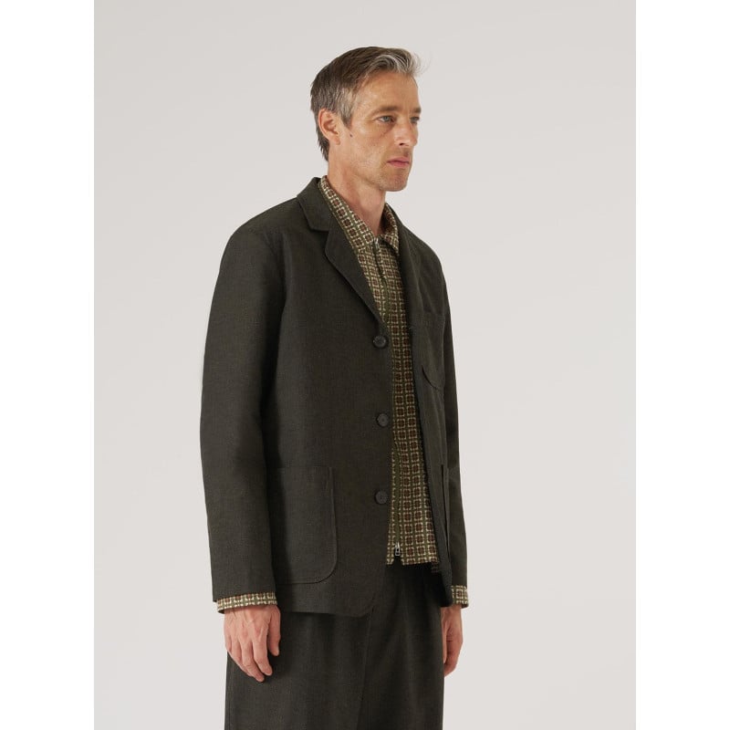 Veste Universal Works Three Button Olive – Blazer Homme Lucca Suiting Style Décontracté Chic