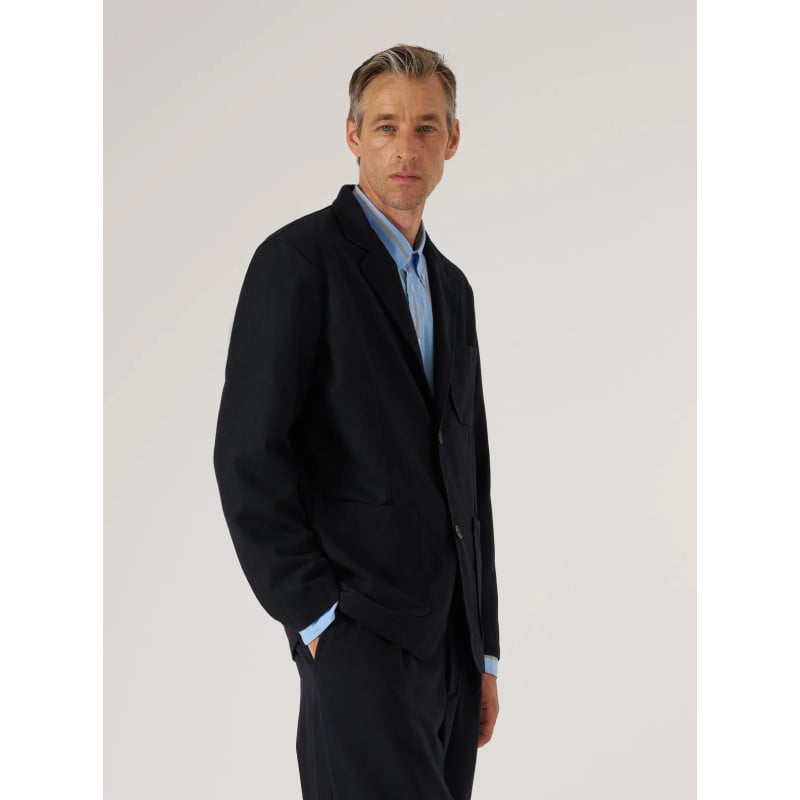 Veste Tweed Italien Upcyclé Bleu Marine – Two Button Jacket Universal Works
