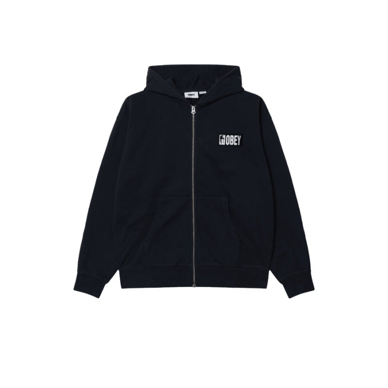 OBEY MARGIN FADED ZIP HOOD DARK NAVY