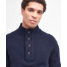Pull Barbour Homme en Laine Mérinos Navy – Patch Half Zip Zippé Col Montant