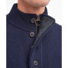Pull Barbour Homme en Laine Mérinos Navy – Patch Half Zip Zippé Col Montant