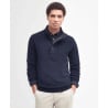 Pull Barbour Homme en Laine Mérinos Navy – Patch Half Zip Zippé Col Montant