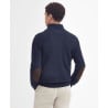 Pull Barbour Homme en Laine Mérinos Navy – Patch Half Zip Zippé Col Montant