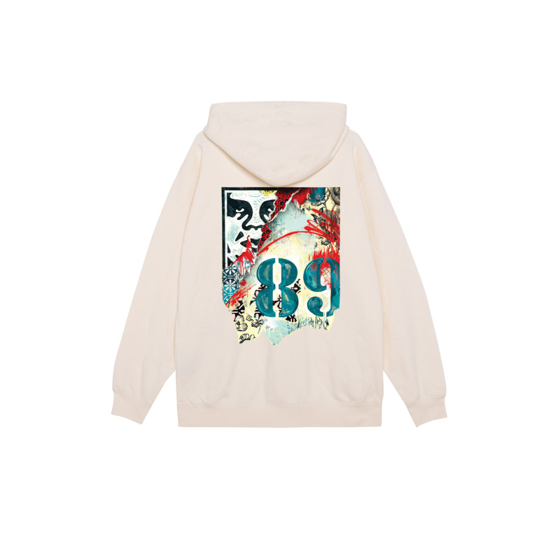 Sweat Obey Lisbon Icon Hood Unbleached – Hoodie Unisexe en Coton Épais