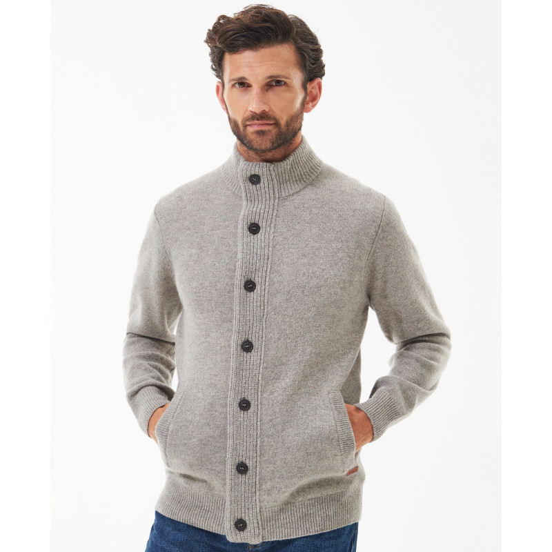 Barbour Patch Zip Jumper New Stone – Pull Zippé Homme en Laine Style Casual Chic