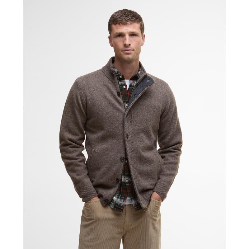 Barbour Patch Zip Jumper Dark Stone – Pull Zippé Homme en Laine Style Casual Chic