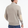 Pull Barbour Homme en Laine Mérinos Stone – Patch Half Zip Zippé Col Montant Beige