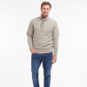 Pull Barbour Homme en Laine Mérinos Stone – Patch Half Zip Zippé Col Montant Beige