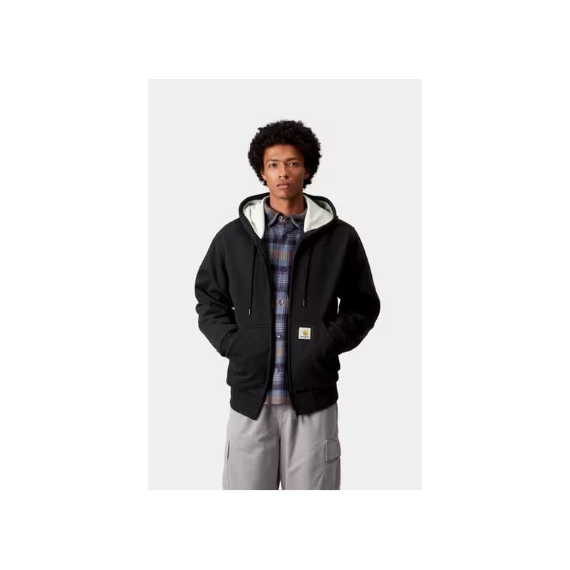 Carhartt WIP Active Sweat Jacket Black Stone Washed – Veste à Capuche Homme
