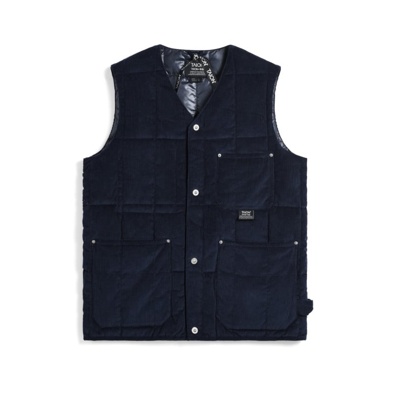 TAION-001BWK – Gilet Workwear Homme Col V à Boutons | Velours Bleu Marine