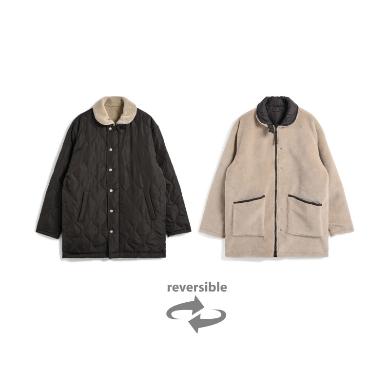 Veste Réversible TAION Military Choco/Beige – Duvet Léger et Chaud