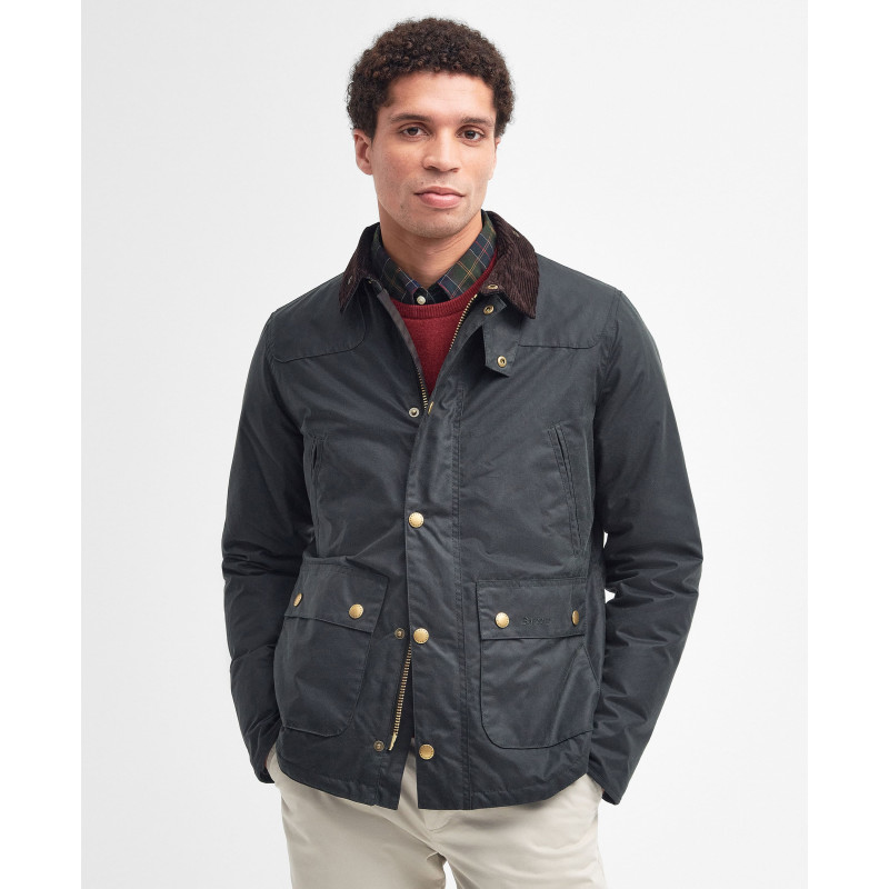 Veste Barbour Reelin Sage – Coton Ciré & Tartan Vintage Homme