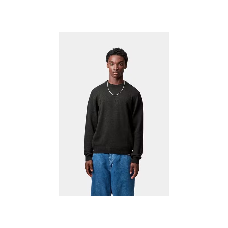 Carhartt WIP Alten Sweater Black Heather – Pull Homme en Laine Made in Italy